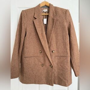 LOFT Camel Herringbone Relaxed Blazer